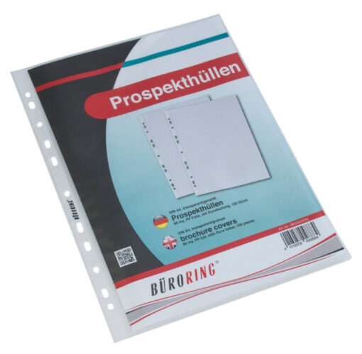 100 Prospekthüllen DIN A4 transparent PP-Folie 80 my genarbt