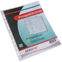 100 Prospekthüllen DIN A4 transparent PP-Folie 50 my genarbt