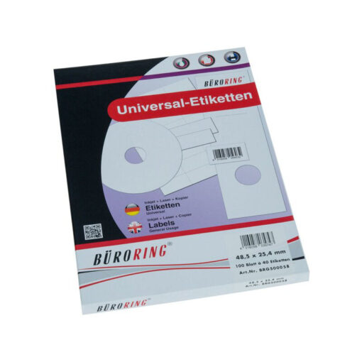 4.000 Etiketten, 48,5 x 25,4 mm, weiß, für Inkjet-, Laserdrucker, Kopierer, 100 Blatt