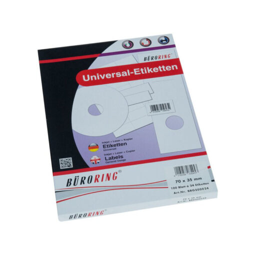 2.400 Etiketten, 70 x 35 mm, weiß, für Inkjet-, Laserdrucker, Kopierer, 100 Blatt