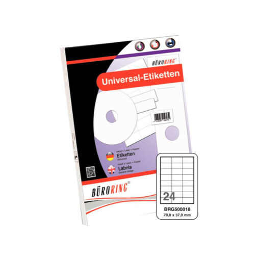 2.400 Etiketten, 70 x 37 mm, weiß, für Inkjet-, Laserdrucker, Kopierer, 100 Blatt