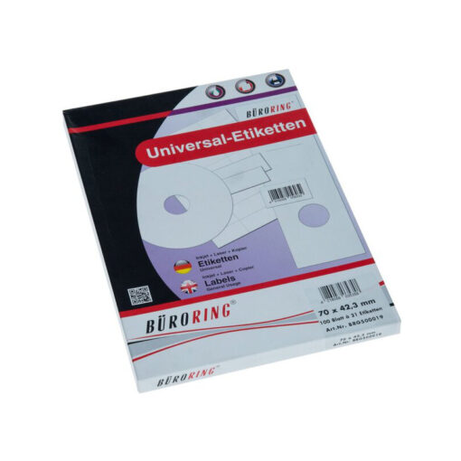2.100 Etiketten, 70 x 42,3 mm, weiß, für Inkjet-, Laserdrucker, Kopierer, 100 Blatt