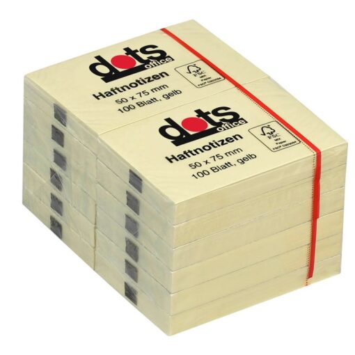 dots Haftnotizen gelb 5,0 x 7,5 cm, 12 Blöcke