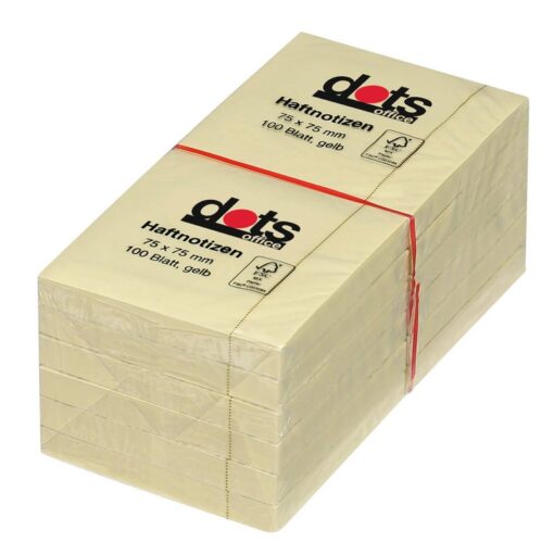 dots Haftnotizen gelb 7,5 x 7,5 cm, 12 Blöcke