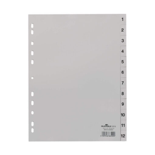 DURABLE Ordnerregister Vollformat 1-12 grau 12-teilig, 1 Satz