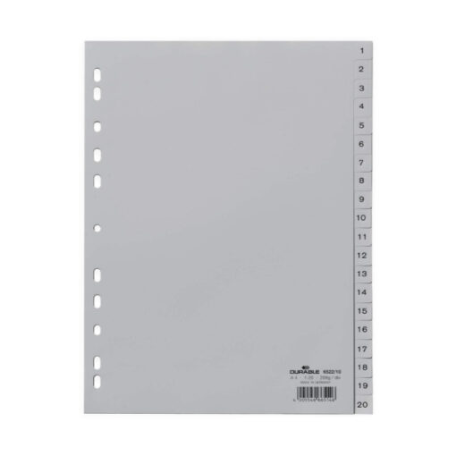 DURABLE Ordnerregister Vollformat 1-20 grau 20-teilig, 1 Satz