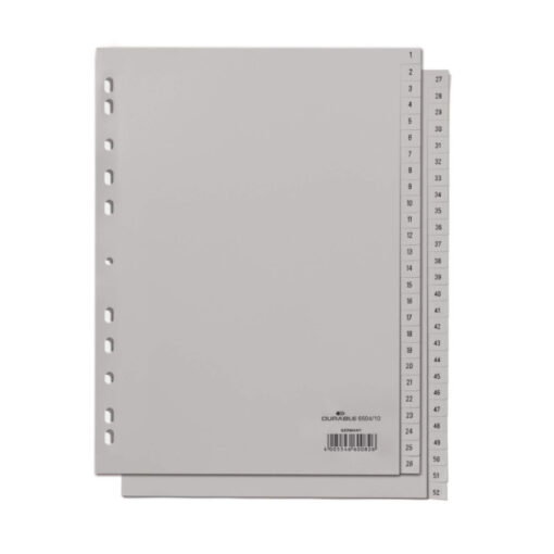 DURABLE Ordnerregister Vollformat 1-52 grau 52-teilig, 1 Satz