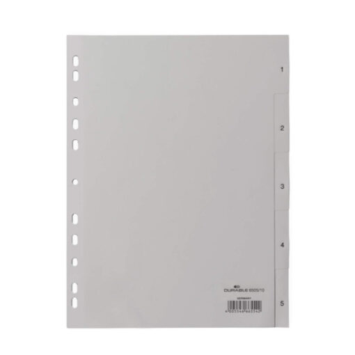 DURABLE Ordnerregister Vollformat 1-5 grau 5-teilig, 1 Satz