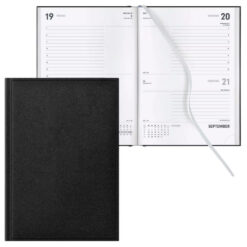 Lediberg Buchkalender Tagesplaner 2027 schwarz 1Tag / 1 Seite